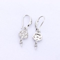 Detailed view of silver flower earrings with zircons and DIY jewelry peg attachment - Flower Cluster Style (DM334-b1) / Silver
