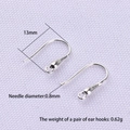 S925 sterling silver ear hooks for DIY jewelry making with U-shaped design 13mm height - 925 Silver / Simple U-Shaped Style (S240)