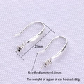 Detail of S925 silver DIY earring hook with cup and peg for pearl setting 21mm - 925 Silver / Pearl Tray Holder Style (S241)