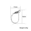 Detailed view of S925 sterling silver U-shaped lever back ear hooks 11x16mm size - Leverback