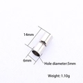 Detail view of a 14mm silver magnetic jewelry clasp with dimensions for DIY bracelets - 14*6*5mm