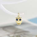 Small gold owl pendant necklace charm with blue cubic zirconia eyes animal jewelry - Pendant Only / Gold - Dark Blue Eyes