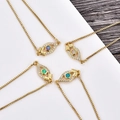 Golden box chain necklaces with opal evil eye pendants in four different colors - Blue Opal / Yellow Gold Eye Bracelet