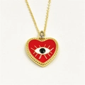 Minimalist evil eye heart pendant necklace in gold finish with micro-inlaid zircon - Red Heart Necklace (ZYN-DMK439G-A1)