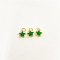 Three gold-plated star charms with green zircon inlay for handmade jewelry making - Green Star Pendants Set