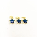 Three gold-plated star pendants with deep blue cubic zirconia stones for jewelry making - Dark Blue Star Pendants Set
