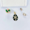 Detail of water drop pendant with black enamel, gold trim and cubic zirconia cross inlay - Pendant Only (Without Chain) (ZYN-DMK486G-B2) / Black