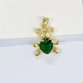 Close-up of golden panda pendant featuring a green heart-shaped zirconia stone - Pendant Only (Without Chain) (ZYN-DMK482G-C3)