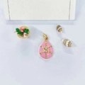 Detailed macro view of pink enamel teardrop pendant with gold cross patterns and zircons - Pendant Only (Without Chain) (ZYN-DMK486G-D4) / Pink