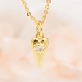 Gouden ketting met kegelvormige boze oog hanger en kleurrijke zirkoon op fijne O-ketting - Hanger met Ketting / Wit