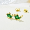 Elegant gold crown stud earrings with green marquise stones and butterfly backings - Green Style (ZYN-DME247G-2)