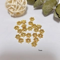 Detailed close-up of 7mm 18k gold plated hollow flower bead caps for DIY jewelry making - Six-Pointed Star Style (ZYN-AM16-2) / 7mm