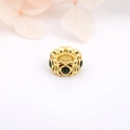 Golden hollow flower bud spacer bead with green zircon accents for DIY jewelry making - ZYN-DMK283G-2 / Green Gemstone