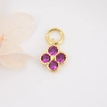 Golden flower pendant with pink zircon stones and round loop for DIY jewelry making - Rose Red Flower Style (ZYN-DMK272G-1)