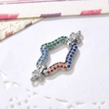 Close-up of rainbow zircon connector buckle with colorful stones for DIY jewelry making - Silver Irregular Rhombus Connector (ZYN-DMK501-1)