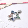 Macro view of multi-color micro-pave zircon star connector for DIY jewelry making - Silver Five-pointed Star Connector (ZYN-DMK496-1)