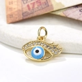 Golden Evil Eye pendant with blue zircon micro-inlay and enamel detail for necklaces - Light Blue Eye Style (ZYN-DMK530G-4)