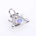 Exquisite silver frog pendant with opal belly and micro-pave cubic zirconia accents - Silver Tone Pink