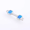 Silver dumbbell connector with blue fire opal inlays for DIY jewelry making - Approx 22.5*6*1.5 / Platinum Blue Opal Dumbbell