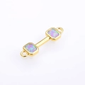 Macro detail of dumbbell connector with opal stones and 18K gold plated finish - Approx 22.5*6*1.5 / Gold Pink Opal Dumbbell