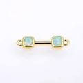 Detailed macro view of gold-plated dumbbell jewelry connector with opal inlay and dual loops - Approx 22.5*6*1.5 / Gold White Opal Dumbbell