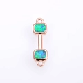 Macro detail of rose gold dumbbell connector with green opal stones for DIY jewelry making - Approx 22.5*6*1.5 / Rose Gold Green Opal Dumbbell