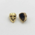 Guy Fawkes mask DIY jewelry charms in gold alloy with detailed vintage smile relief - 14.5x10.5x9.5 Hole 1.5mm / Antique Gold
