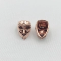 Rose gold V for Vendetta mask metal charm beads made of polished alloy for DIY jewelry making - 14.5x10.5x9.5 Hole 1.5mm / Antique Rose Gold