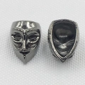Antique silver V for Vendetta mask charm alloy bead accessory with detailed carving - 14.5x10.5x9.5 Hole 1.5mm / Gun Black