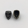 Macro shot of vintage Guy Fawkes mask alloy beads with antique finish for DIY bracelets - 14.5x10.5x9.5 Hole 1.5mm / Cyan Bronze