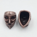 Macro view of vintage bronze alloy V for Vendetta mask charms for DIY jewelry making - 14.5x10.5x9.5 Hole 1.5mm / Antique Red Copper