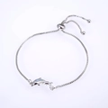 Detail of dolphin opal bolo bracelet with adjustable sliding clasp and box chain design - Pisces / Silver White