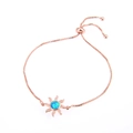 Detail of rose gold sunflower bracelet with blue opal stone and adjustable box chain - Rose Gold Blue Starfish Artificial Opal