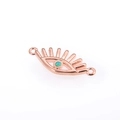 Detail of rose gold evil eye connector with synthetic opal and radial eyelashes for DIY jewelry - Green Evil Eye / Rose Gold