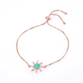 Detail of rose gold sun charm bracelet with opal center and adjustable slider clasp - Rose Gold Green Starfish Artificial Opal