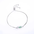 Seepferdchen-Armband in Silber mit grünen Opalen und verstellbarem Schiebeverschluss - Seepferdchen Armband / Silber Grün Opal