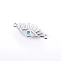 Retro evil eye charm connector in silver with blue opal for DIY jewelry making - Blue Evil Eye / Silver