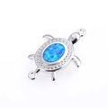 Connecteur de bijoux tortue avec incrustation d'opale bleue pour bracelets et boucles DIY - Argent Bleu Tortue