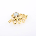 Conector de joyería pulpo dorado con opale blanco y circonitas rosa detalle - Conector de Pulpo Oro Ópalo Blanco Artificial
