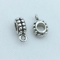 Perles cylindriques creuses argentées avec texture en relief pour la création de bijoux - 12x8 Rond avec Perle / Pack de 100