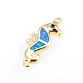 Pendentif hippocampe avec opale bleue et placage d'or pour la création de bijoux DIY - Or Bleu Hippocampe