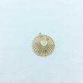 Golden round hollow jewelry pendant with radial pattern and top loop for DIY crafts - Round / Gold