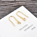 Detailed view of gold plated U-shaped ear wires on a display card for DIY jewelry making - U-Shape Mirror Polished Long Style / Gold (kk05-g)