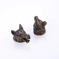 Vintage bronze wolf and bear head metal beads for DIY bracelets with carved details - Cyan Bronze