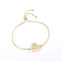 Detalle de pulsera de pulpo con opalo púrpura y cadena de caja dorada ajustable - Pulsera de Pulpo de Ópalo Rosa en Oro