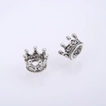 Vintage silver crown beads with 6mm hole for DIY handmade bracelet jewelry making - Antique Silver