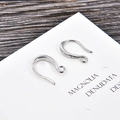 Detail view of silver DIY earring hooks with sparkling zircon stones for jewelry making - Silver (kk07-p)