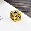 Retro gouden vierkante spacer kraal met etnisch patroon voor DIY sieraden maken - Antiek Goud (kk27-g)