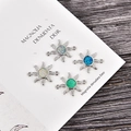 Conectores de joyería sol de plata con ópalo y circonitas para manualidades DIY - Ópalo Azul / Estrella de Mar de Platino