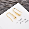 Detail of gold U-shaped earring hooks with textured leaf plate and loop for DIY jewelry - Gold (kk10-g)